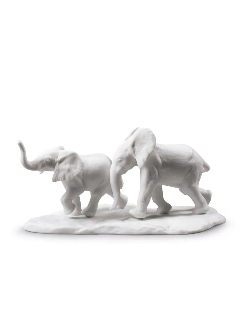 African Savannah Wild Animals Sculpture in Matt White