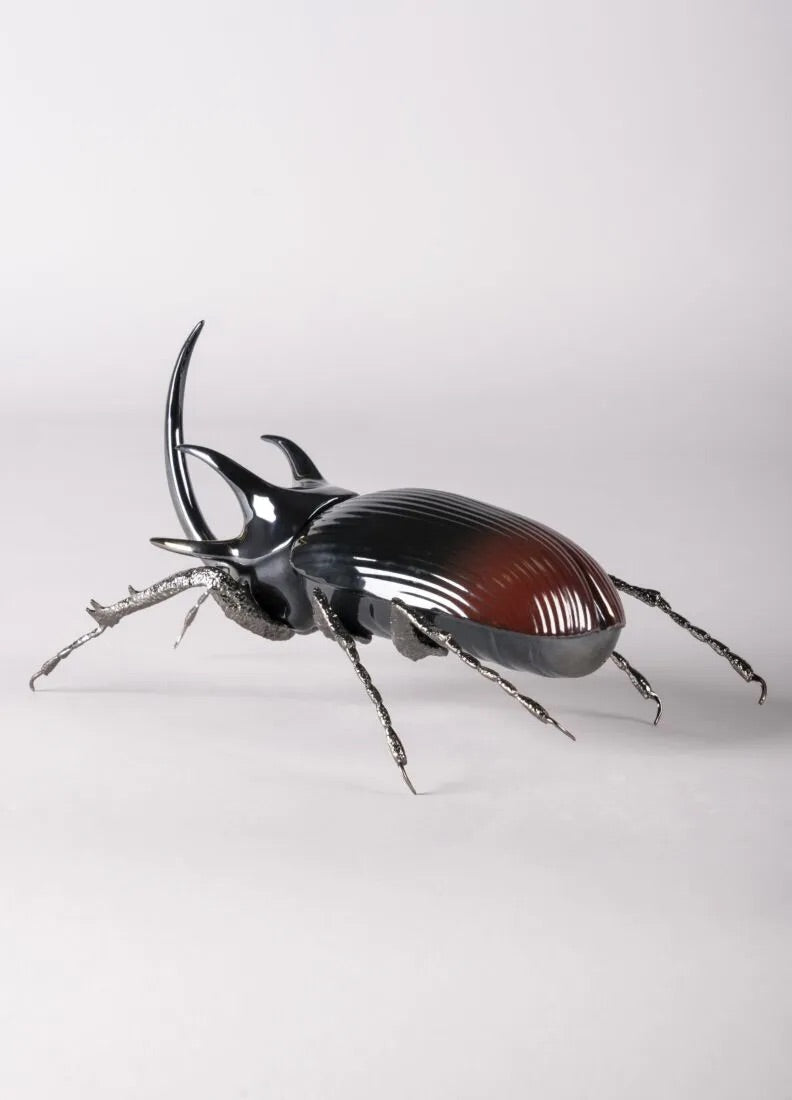 Lladró Awesome Insects Rhinoceros Beetle Figurine Matt White Sculpture by Lladró at FormFluent