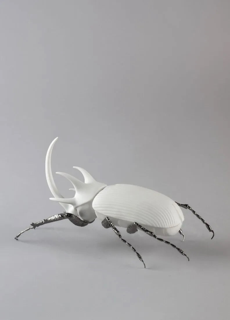 Lladró Awesome Insects Rhinoceros Beetle Figurine Matt White Sculpture by Lladró at FormFluent Sydney, Australia