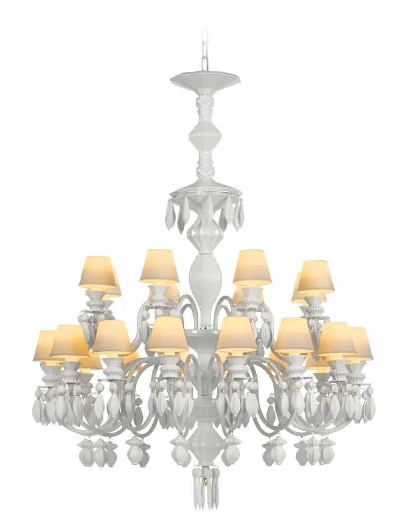 Lladró Belle de Nuit 24 Lights Porcelain Chandelier Lighting by Lladró at FormFluent