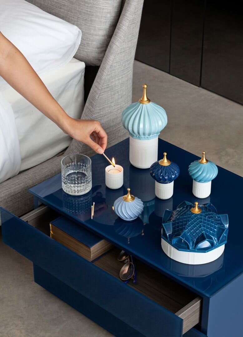 Lladró Blue Spire Candle 1001 Lights - Unbreakable Spirit Scent by Lladró at FormFluent