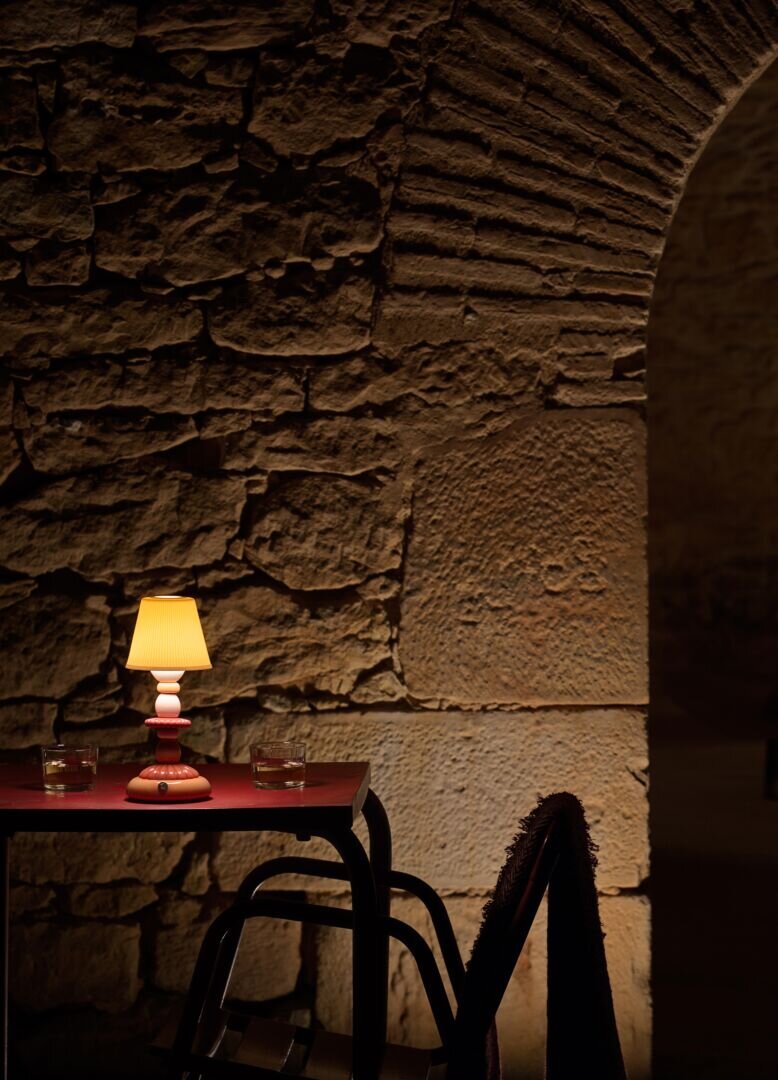 Lladró Lotus Firefly Table Lamp Coral by Lladró at FormFluent