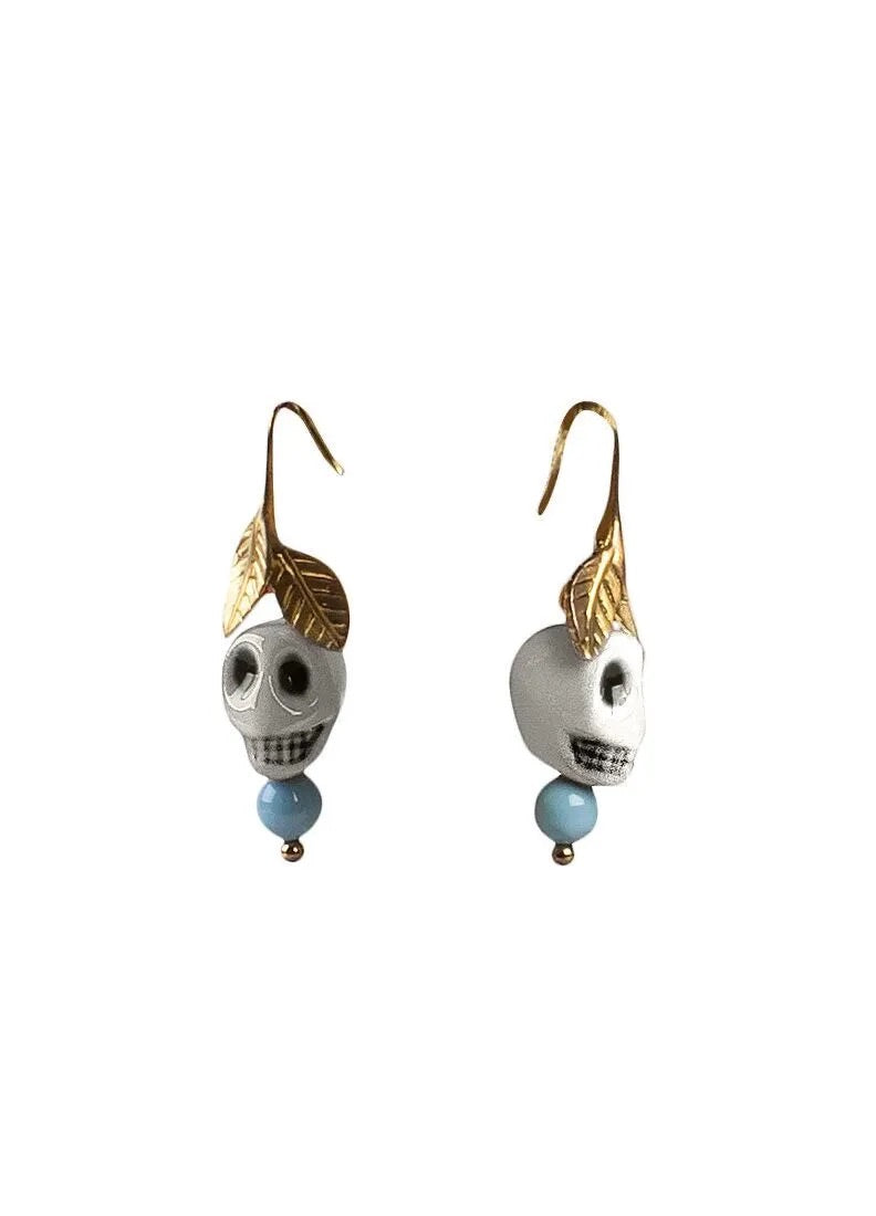 Lladró Frida Kahlo Skull Earrings by Lladró at FormFluent