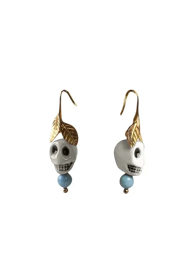 Lladró Frida Kahlo Skull Earrings Jewelry by Lladró at FormFluent
