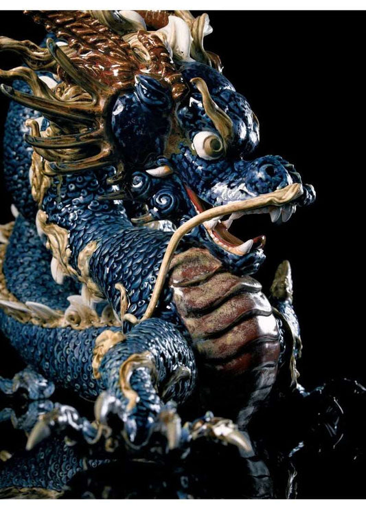 Great Dragon Sculpture. Blue enamel. Limited Edition