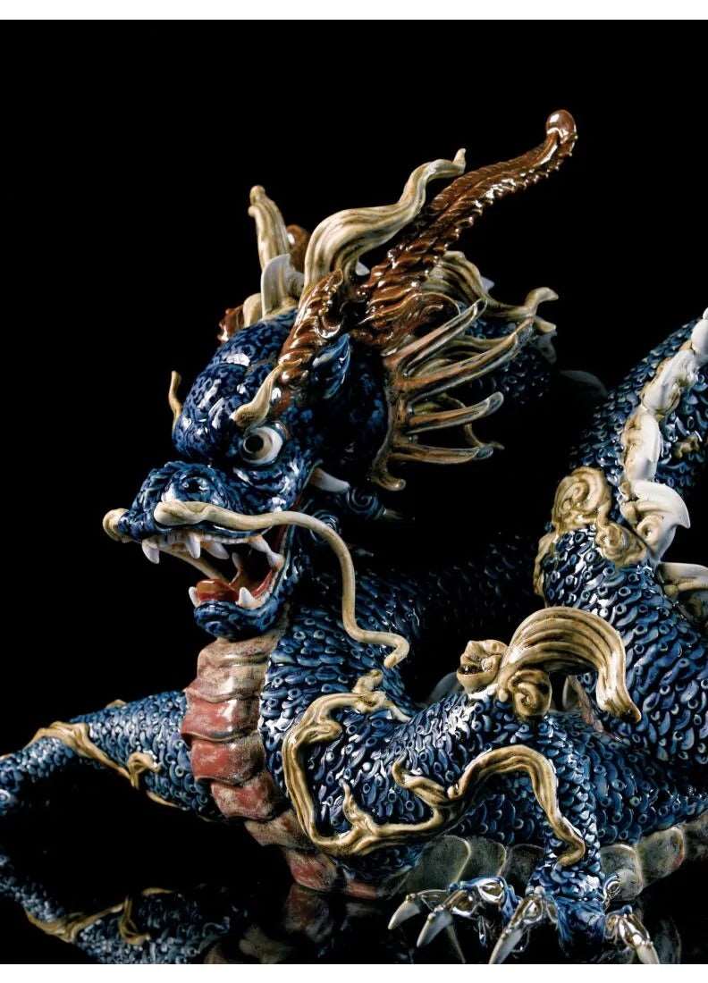 Great Dragon Sculpture. Blue enamel. Limited Edition