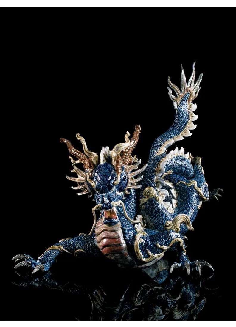 Great Dragon Sculpture. Blue enamel. Limited Edition
