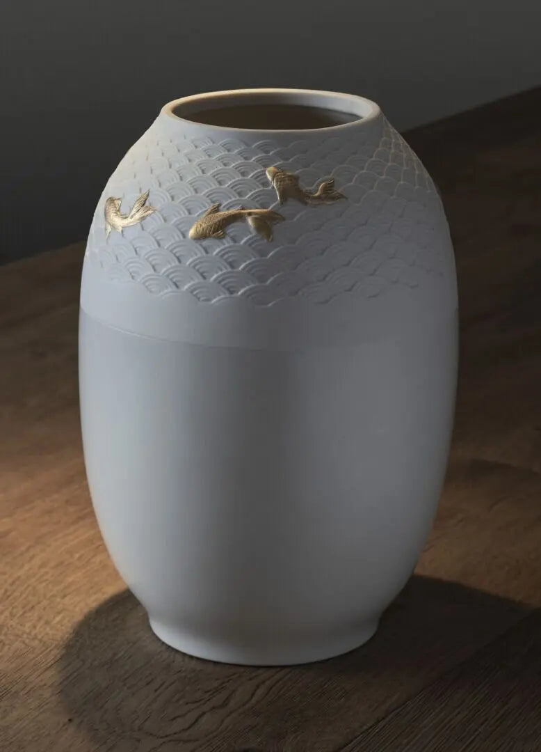 Lladró Koi Vase with Gold Lustre Vase by Lladró at FormFluent