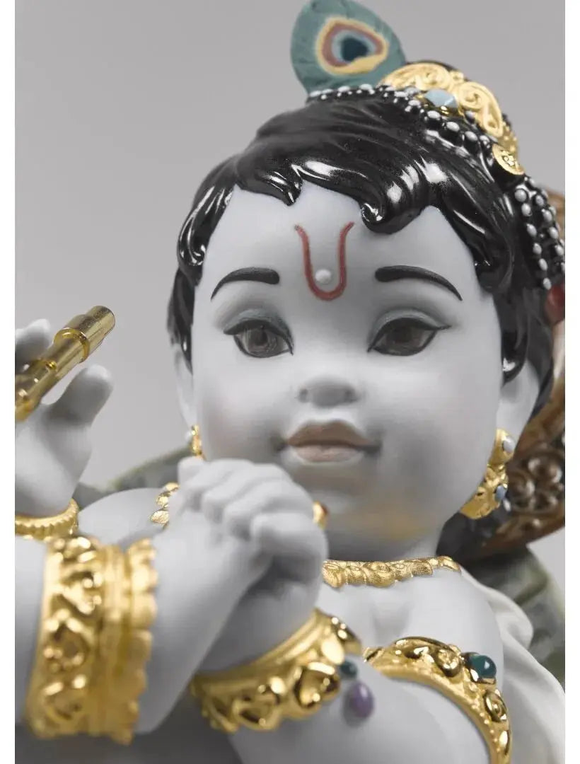 Lladró Lord Krishna on a Leaf Figurine Sculpture by Lladró at FormFluent
