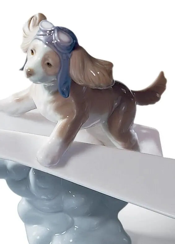 Lladró Lets Fly Away on a Paper Plane Dog Sculpture Sculpture by Lladró at FormFluent