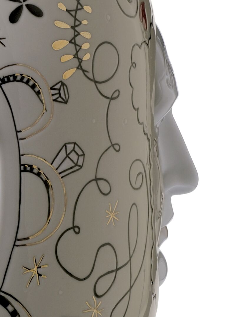 Lladró Medium Conversation Vase Limited Edition featuring intricate gold and black designs