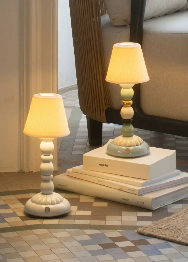 Lladró Palm Firefly Golden Fall Cordless Table Lamp Green and Blue Lighting by Lladró at FormFluent