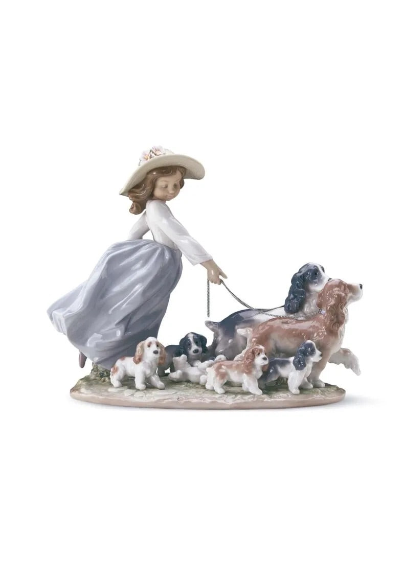Puppy Parade Girl with Dogs Figurine