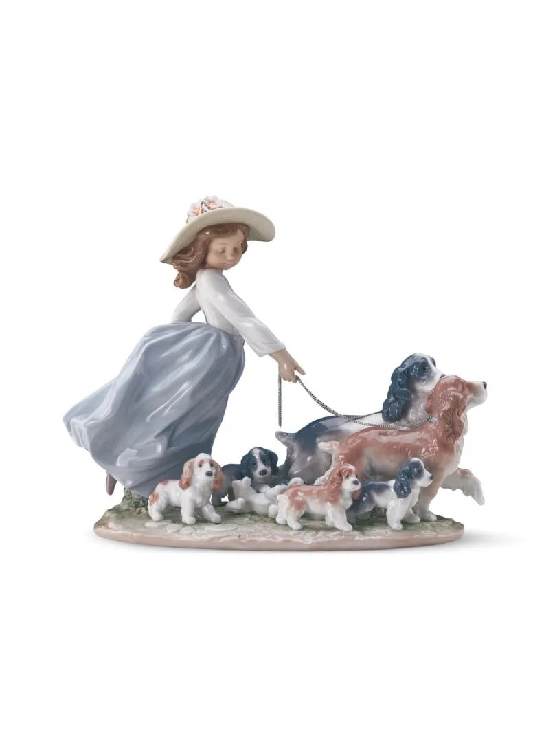 Puppy Parade Girl with Dogs Figurine