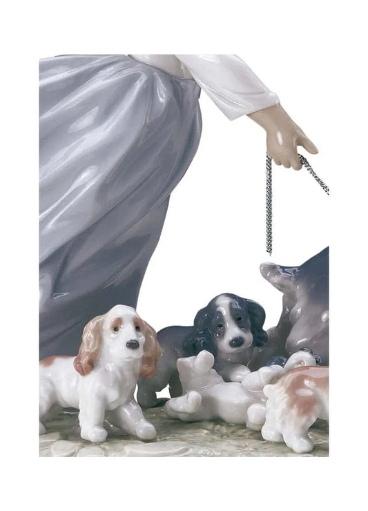 Lladró Puppy Parade Girl with Dogs Figurine by Lladró at FormFluent