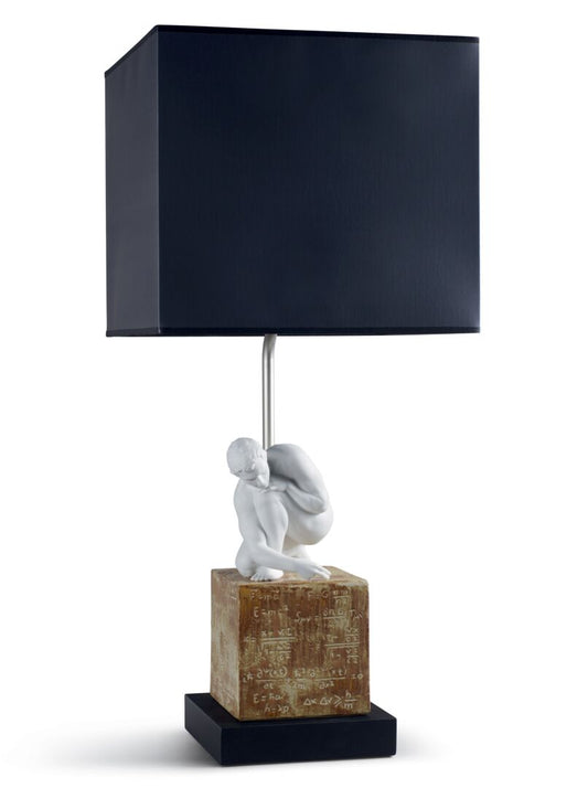 Lladró Scientia Table Lamp featuring a sculptural base and sleek black shade for elegant interiors