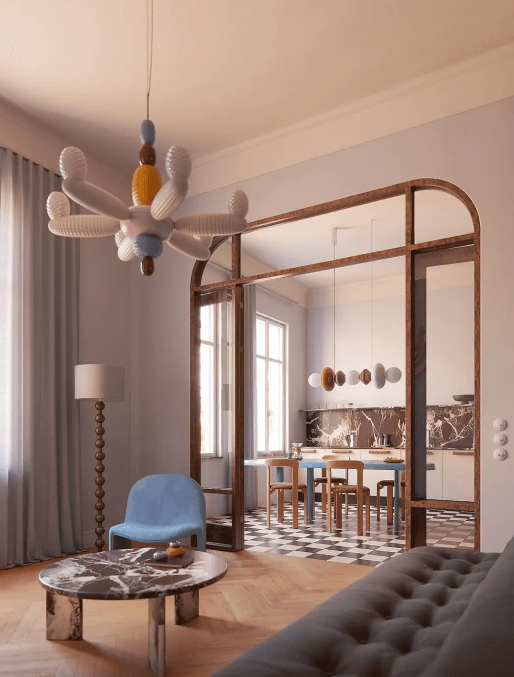 Lladró X Nichetto Studio Soft Blown Afloat Chandelier - Pink Lighting by Lladró at FormFluent