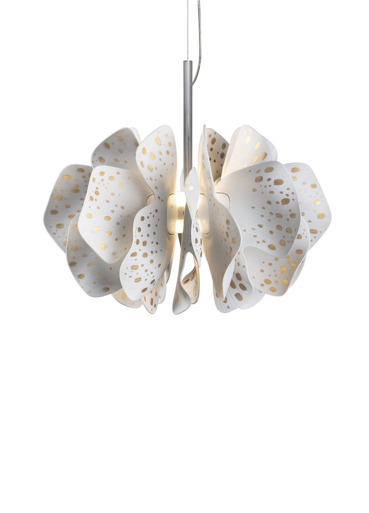 Lladró Nightbloom Hanging Lamp 40cm White and Gold by Lladró at FormFluent