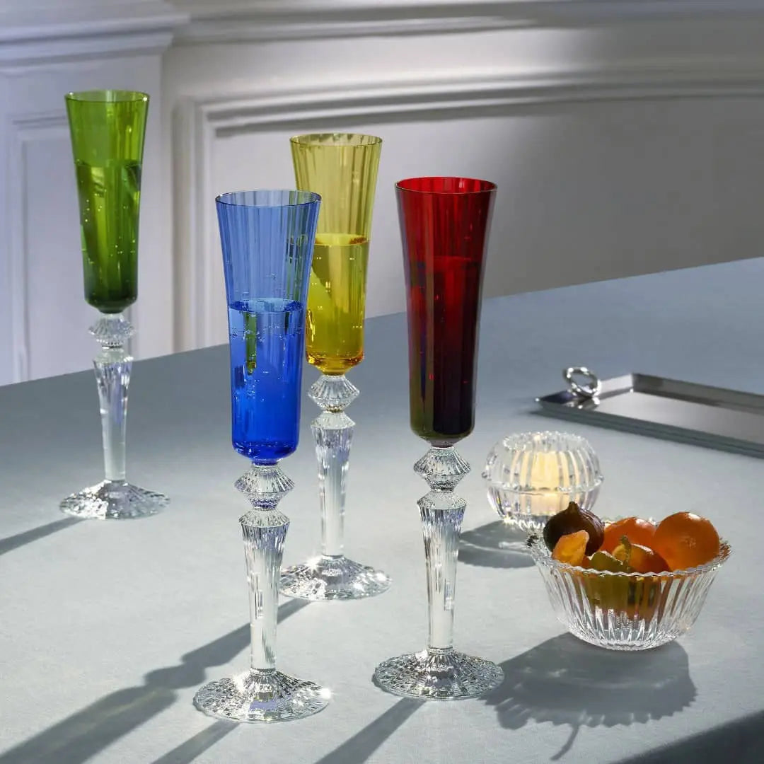 Baccarat Mille Nuits Flutissimo Champagne Flutes Blue Crystal (Set of 2) Barware by Baccarat at FormFluent Sydney, Australia