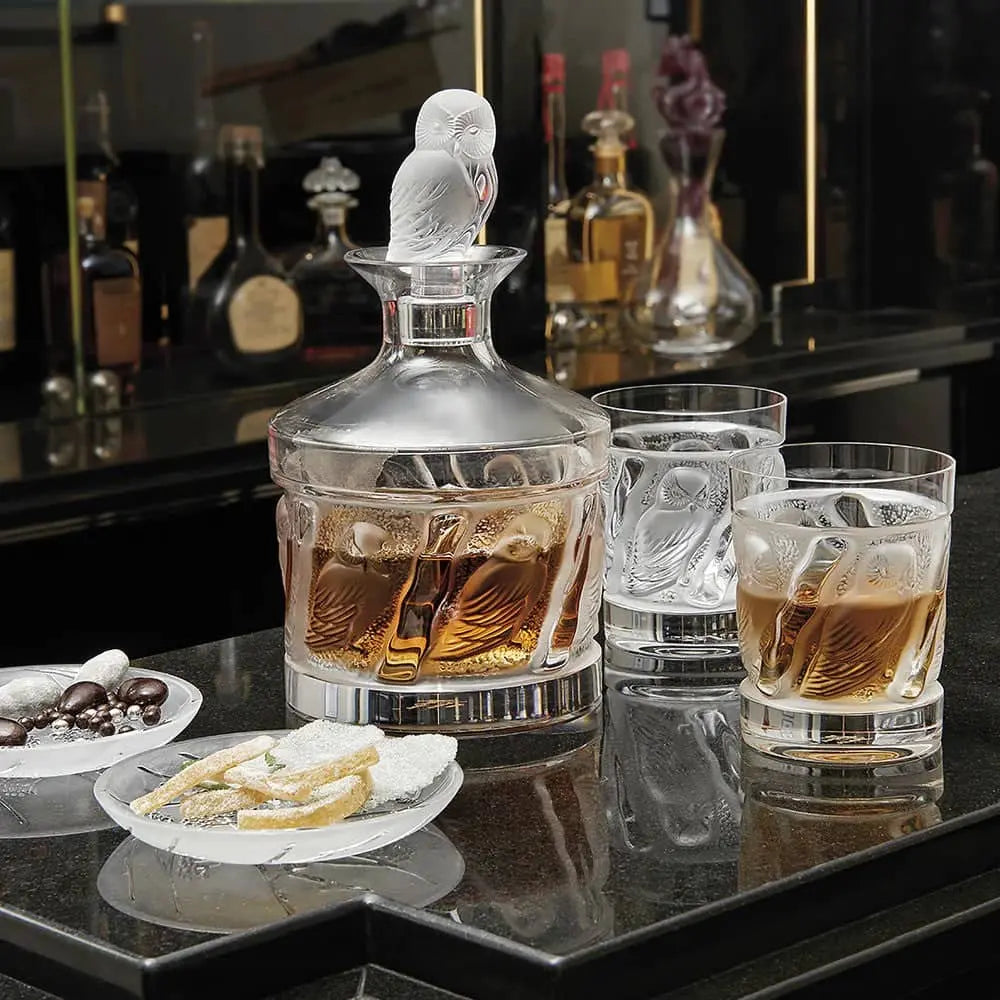 Lalique Owl Old Fashion Crystal Tumbler Glassware by Lalique at FormFluent Sydney, Australia