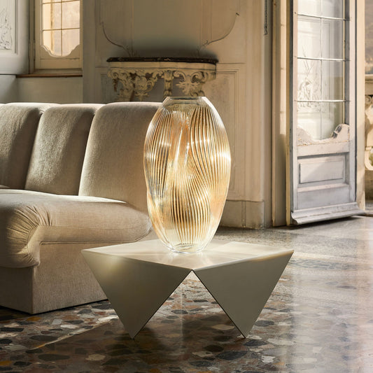 Lalique Alizé XXL Vase with pink gold leaves - Limited and Numbered Edition Vase by Lalique at FormFluent