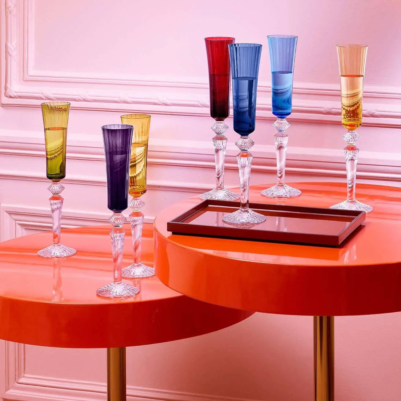 Baccarat Mille Nuits Flutissimo Champagne Flutes Blue Crystal (Set of 2) Barware by Baccarat at FormFluent Sydney, Australia
