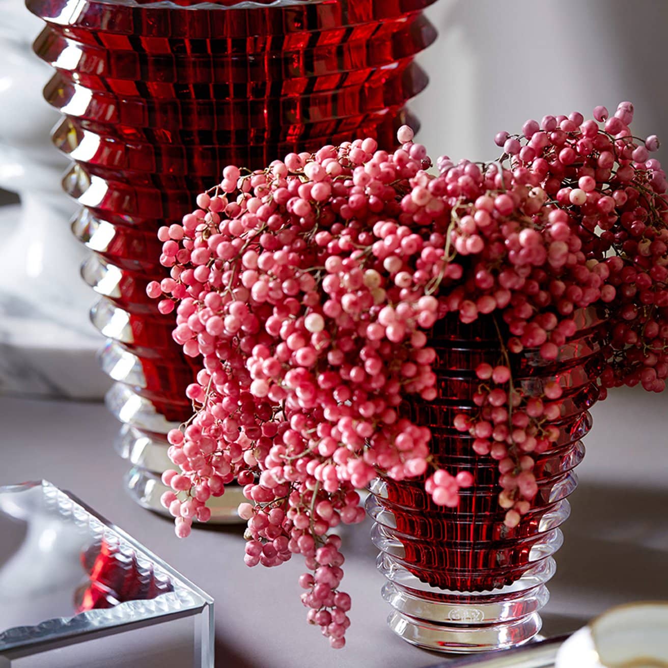 Baccarat Eye Oval Vase XL Red Vase by Baccarat at FormFluent Sydney, Australia