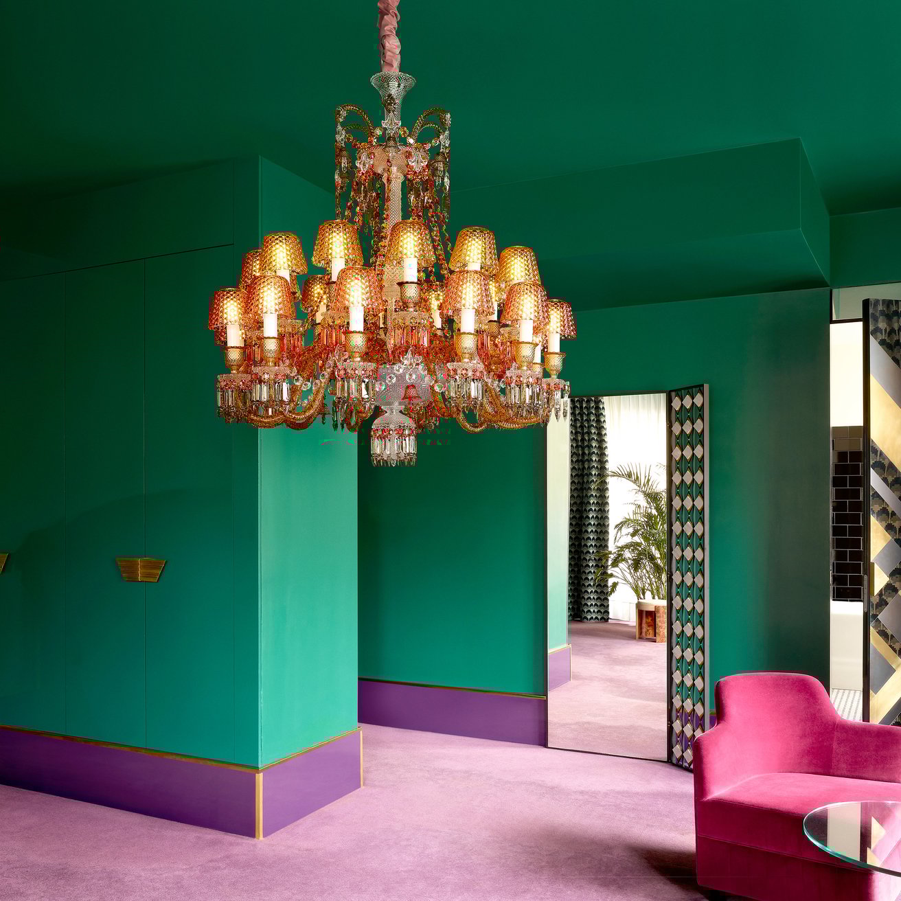 Baccarat Zénith Faunacrystopolis Chandelier Pink & Champagne (24L) Lighting by Baccarat at FormFluent