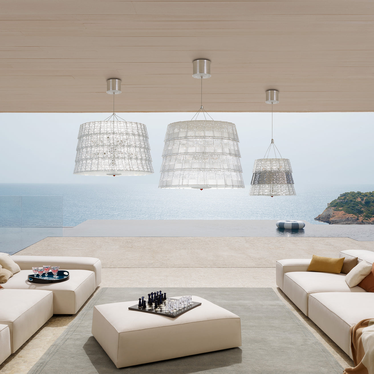 Baccarat Tuile de Cristal Chandelier Frozen Silver S