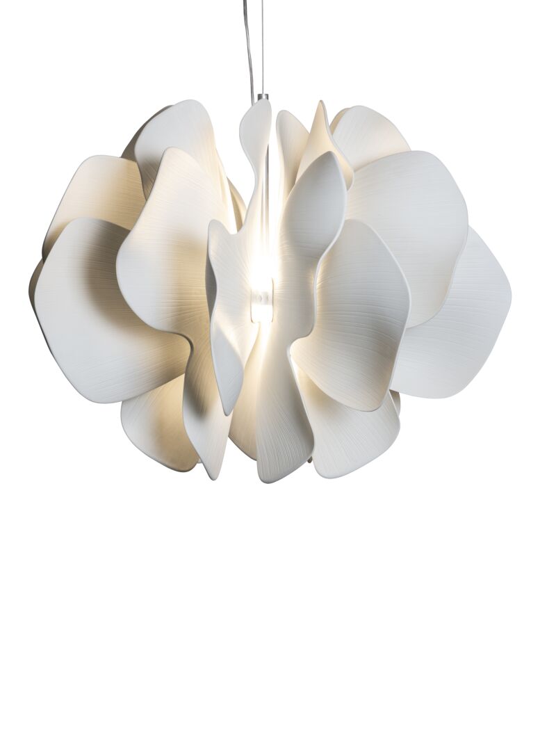 Lladró Nightbloom Hanging Lamp White with Elegant Floral Design and Soft Ambient Lighting