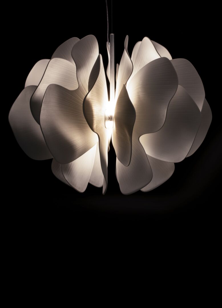 Lladró Nightbloom Hanging Lamp White with Elegant Petal Design for Modern Interiors