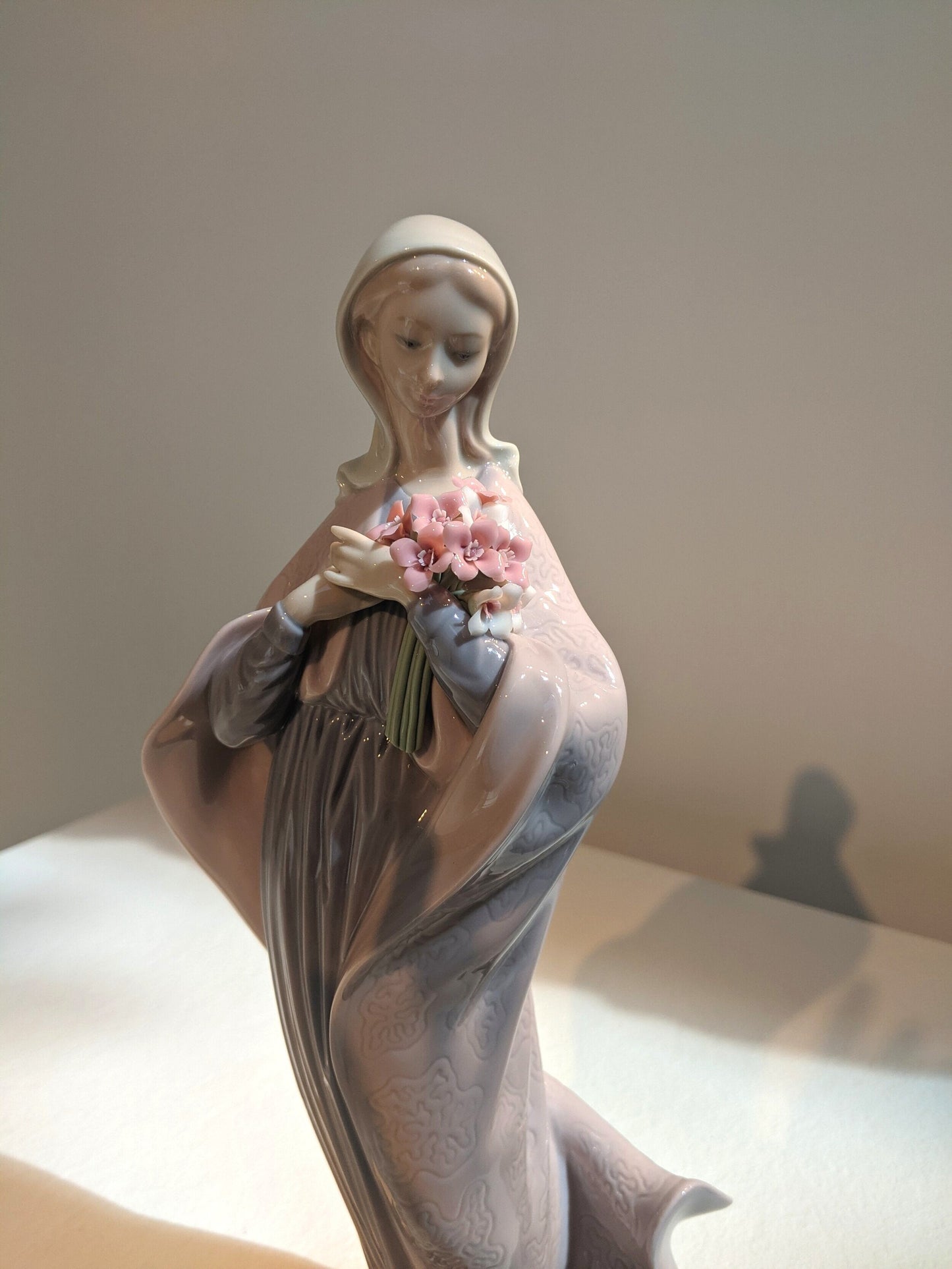 Lladró Our Lady with Flowers Virgin Mary Figurine by Lladró at FormFluent