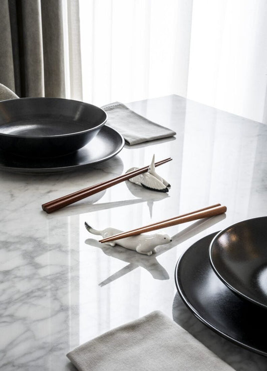 Lladró Ermine and Crane chopsticks set  Sculpture FormFluent