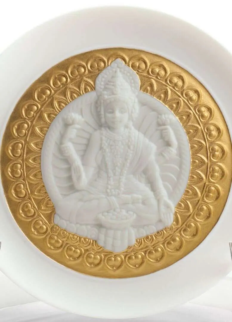 Lladró Goddess Lakshmi Decorative Plate Gold Lustre Sculpture by Lladró at FormFluent