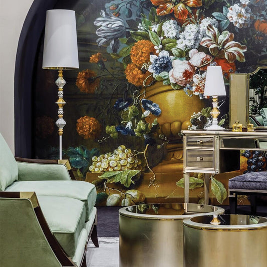 Candid Spaces Inside The Homes That Display Lladro Sculptures - 01023458 Lladro Belle de Nuit Floor Lamp II Golden Lustre + 01023320 Lladro Belle de Nuit Table Lamp Golden Lustre