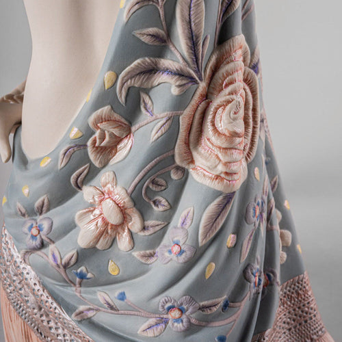 Embroidered Elegance The Manila Shawl - 01009733 Lladro Nude with Shawl Metallic Sculpture - Dress