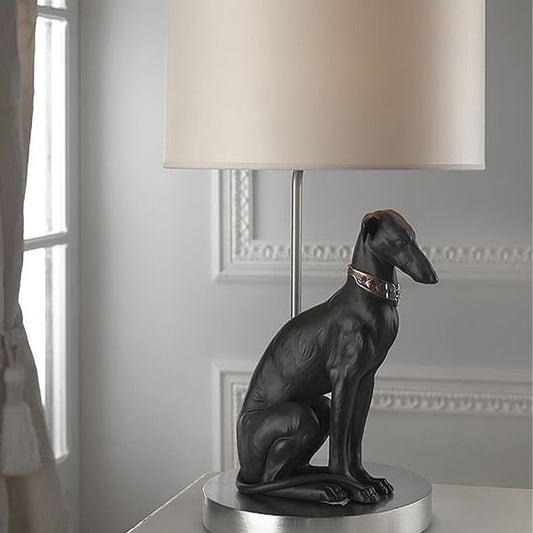 Greyhounds Appreciating These Delicate Creatures - 01023083 Lladro Pensive Greyhound Table Lamp - Lifestyle