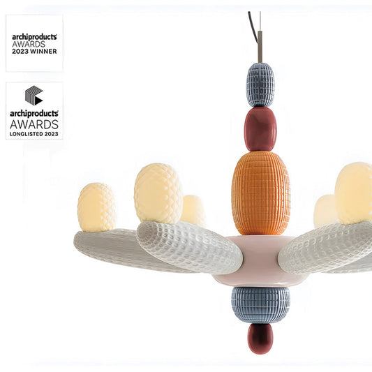 Lladro x Nichetto Studio's Soft Blown Afloat Chandelier Wins 2023 Archiproducts Prize in Lighting Category - 01024293 Lladro Soft Blown Afloat Chandelier X Nichetto (Pink) - archiproducts Award 2023