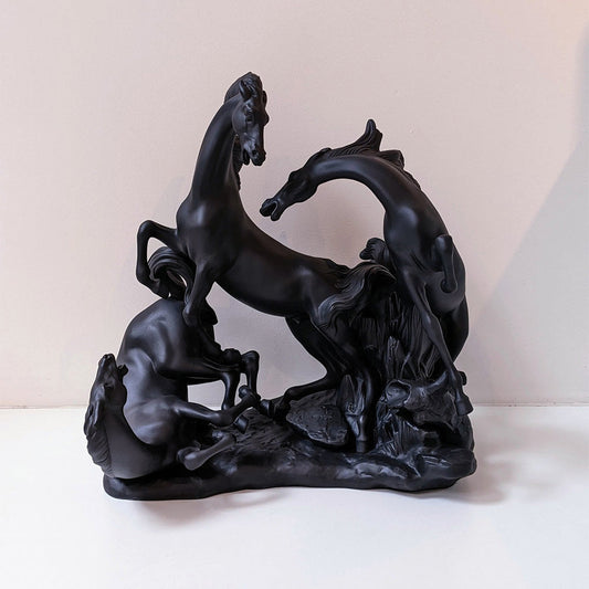 Matt Black Sophisticated Sculptures That Will Last A Lifetime - 01008618 Lladro Horses Group Sculpture Limited Edition