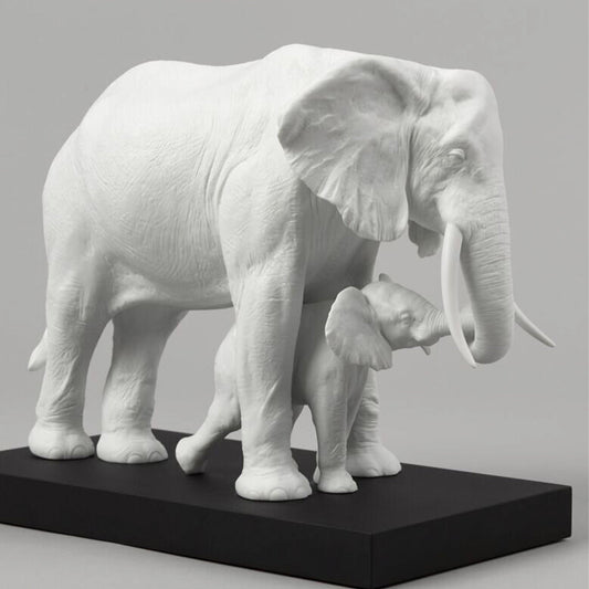 Nature’s Great Masterpiece Lladro’s Elephants - 01008695 Lladro Leading the Way Elephant Sculpture Matt White