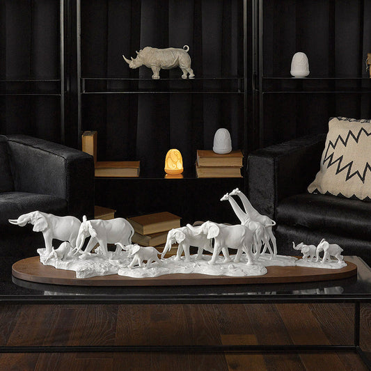 The African Savannah The Keystone Species Vital to The Survival Of The Ecosystem - 01009275 Lladro African Savannah Wild Animas Sculpture White