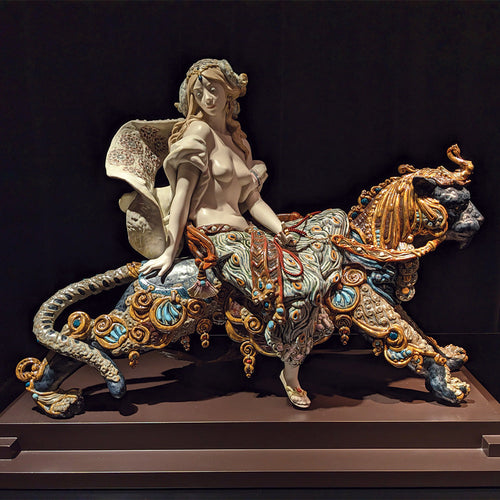 The Bacchantes A Journey into Roman Myth & Ritual - 01001949 Lladro Bacchante on a Panther Woman Sculpture Limited Edition - Window