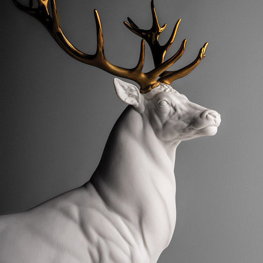 The White Stag - Skin as White as Snow - 01009771 Lladro Deer Sculpture White-Copper - Left
