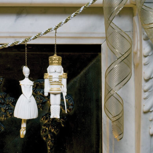 Why Do We Hang Ornaments to Celebrate Christmas - 01018354 Lladro Nutcracker Christmas Ornament Golden Lustre + 01018355 Lladro Ballerina Christmas Ornament Golden Lustre - Lifestyle 