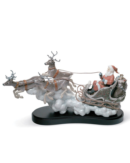 Lladró Santa's Midnight Ride Sleigh Figurine Limited Edition Sculpture - FormFluent Sydney Australia