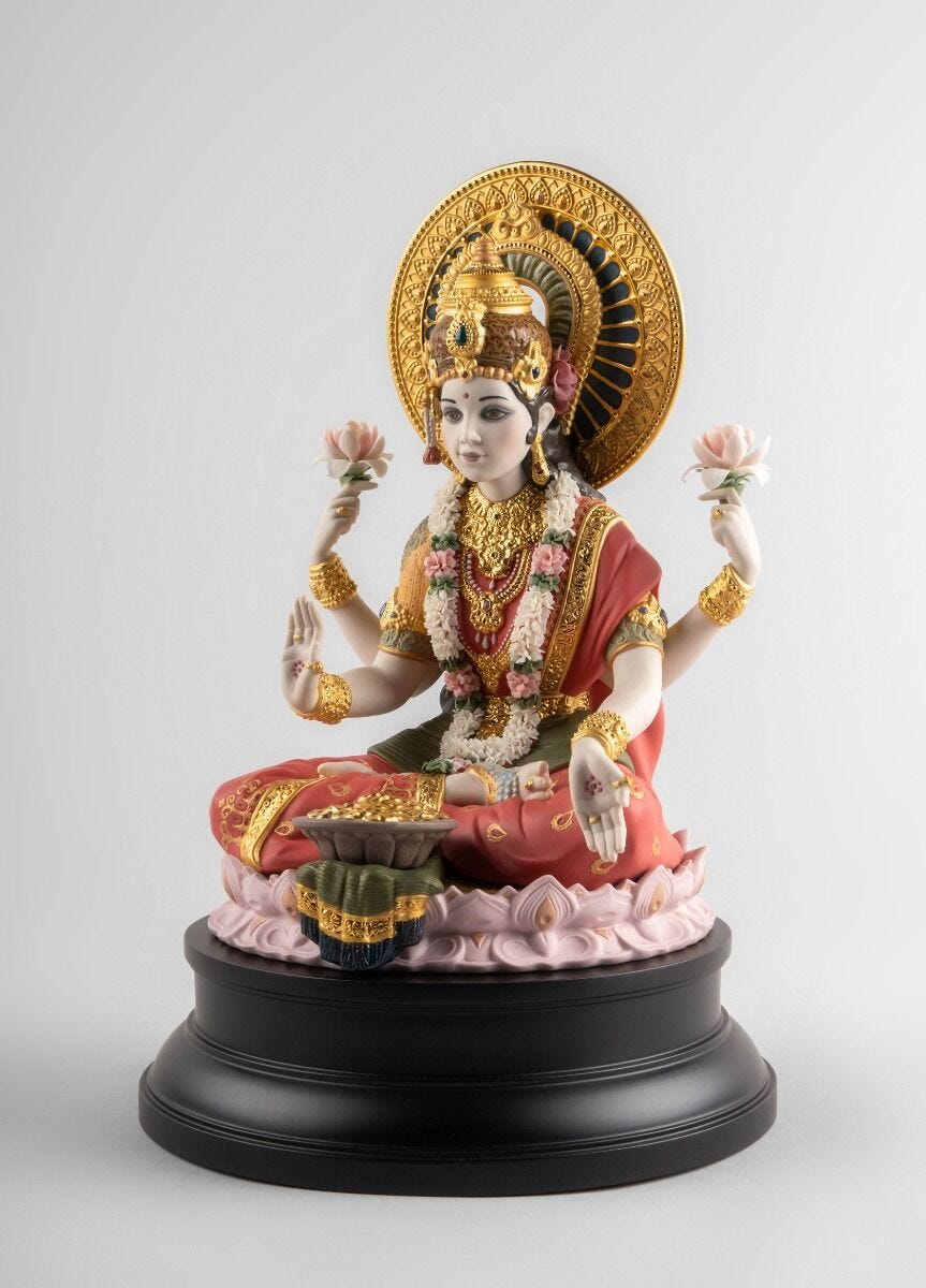 Lladró Goddess Lakshmi Sculpture Limited Edition   FormFluent