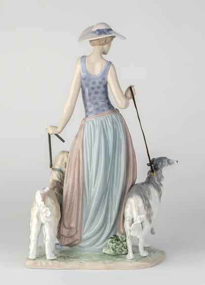 Lladró Elegant Promenade Woman and Dogs Figurine Sculpture by  Lladró at   FormFluent Sydney, Australia