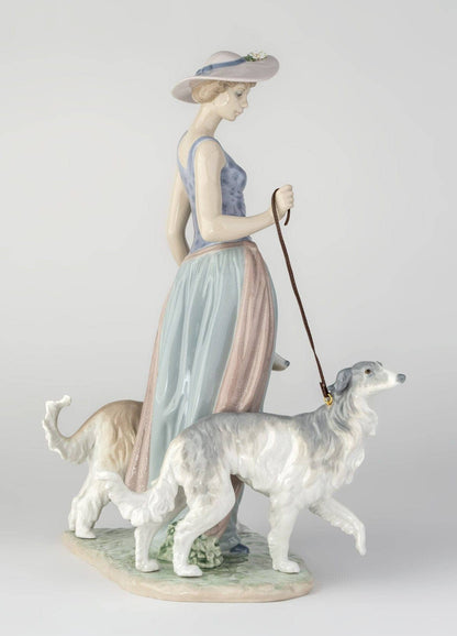 Lladró Elegant Promenade Woman and Dogs Figurine Sculpture by  Lladró at   FormFluent Sydney, Australia