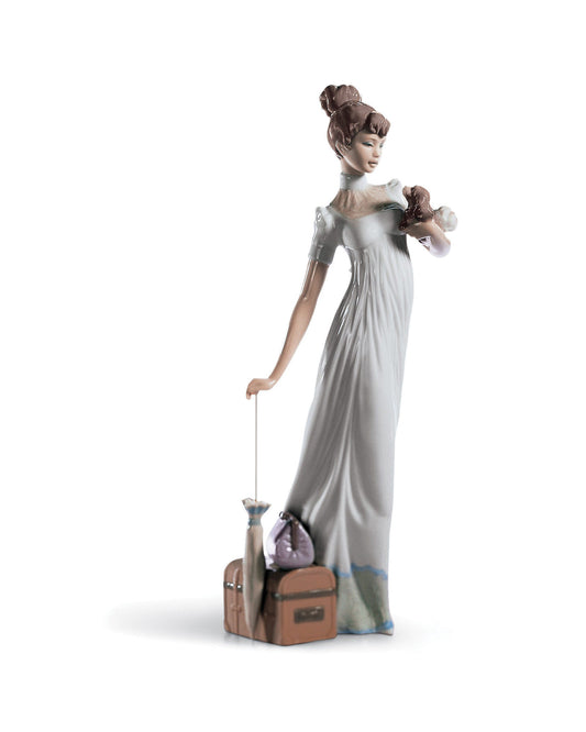Lladró Traveling Companions Woman with Dog Figurine   FormFluent