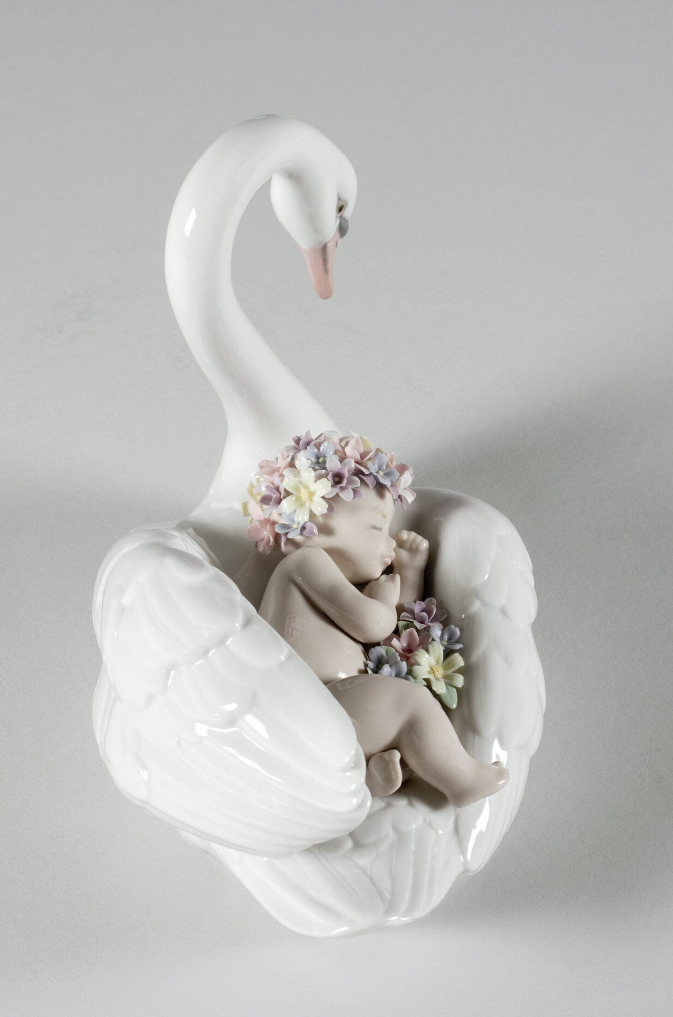 Lladró Drifting through Dreamland Swan and Baby Figurine Sculpture by Lladró at  FormFluent Sydney, Australia